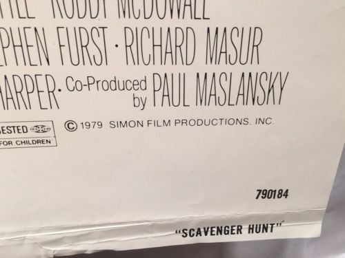 Original 1979 "Scavenger Hunt" 1 Sheet Movie Poster 27"x 41"   - TvMovieCards.com