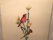 Vintage Laura Nevin "Cardinals" Etching Lithograph Print Signed Numbered 85/100   - TvMovieCards.com