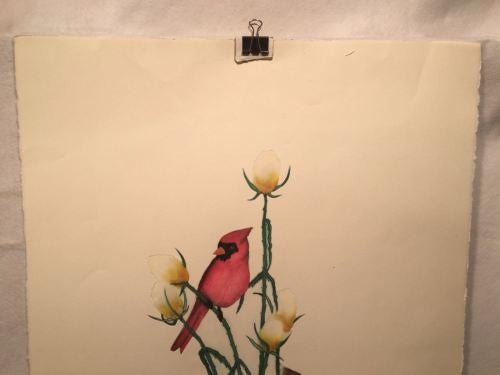 Vintage Laura Nevin "Cardinals" Etching Lithograph Print Signed Numbered 85/100   - TvMovieCards.com