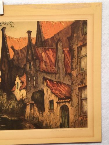 Soleil De Juin After Julien Celos Lithograph Print - Canal Scene - No. 12408   - TvMovieCards.com