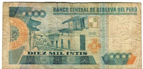 1988 Banco Central De Reserva Del Peru 10000 Diez Mil Intis Banknote Pick 140   - TvMovieCards.com