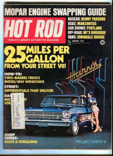 1974 January Hot Rod Magazine March Back Issue - 25 MPG From Your Street V8   - TvMovieCards.com