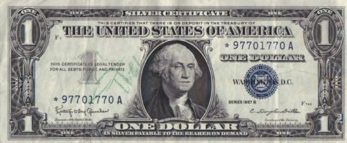 (2) 1957B* $1 Star Silver Certificate Fr 1621 Blue Seal Granahan / Dillon XF   - TvMovieCards.com