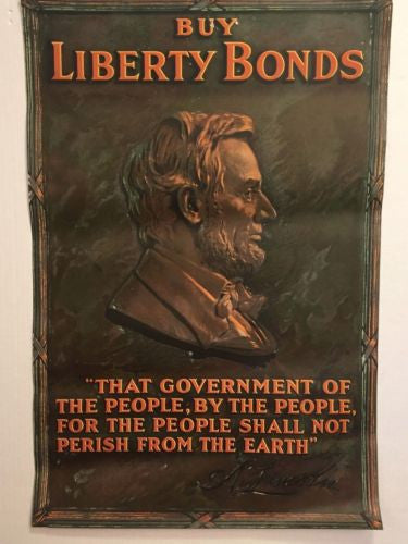 World War I Buy Liberty Bonds Poster WWI Abraham Lincoln Government of People US   - TvMovieCards.com