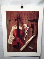 Violin with Playing Cards - William Galvez - Haddad's Fine Arts 29x22 Art Print   - TvMovieCards.com