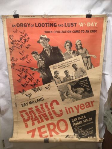 Vintage Original Panic in Year Zero Movie Poster - 1962 - Ray Milland 40"x60"   - TvMovieCards.com