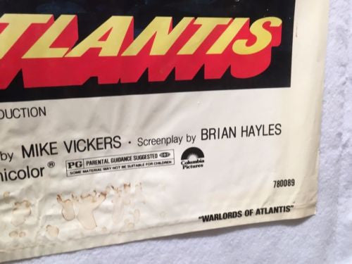 Original 1978 "Warlords of Atlantis"  1 Sheet Movie Poster 27"x 41" DOUG MCCLURE   - TvMovieCards.com