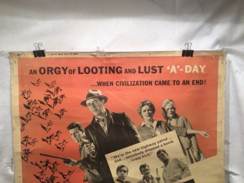 Vintage Original Panic in Year Zero Movie Poster - 1962 - Ray Milland 40"x60"   - TvMovieCards.com