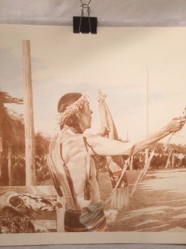 Vintage Western Indian Artwork William Nelson Signed in Pencil "Sun Dance Chief"   - TvMovieCards.com