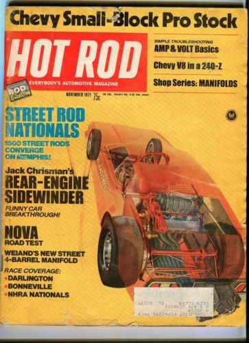 1971 November Hot Rod Magazine March Back Issue - Jack Chrisman's Sidewinder   - TvMovieCards.com