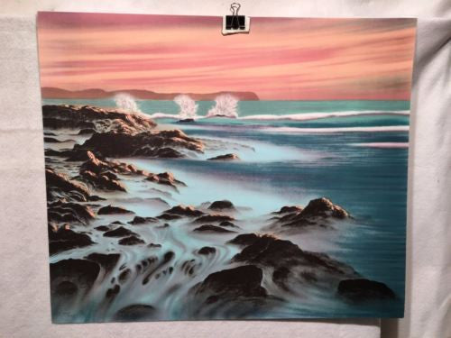 Vintage Gagnon Waves Crashing On Rocks Lithograph Signed Numbered 208/225 Print   - TvMovieCards.com