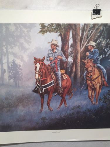 Vintage Western Wayne Hovis Print "Double Trouble" Signed Numbered 10/500   - TvMovieCards.com