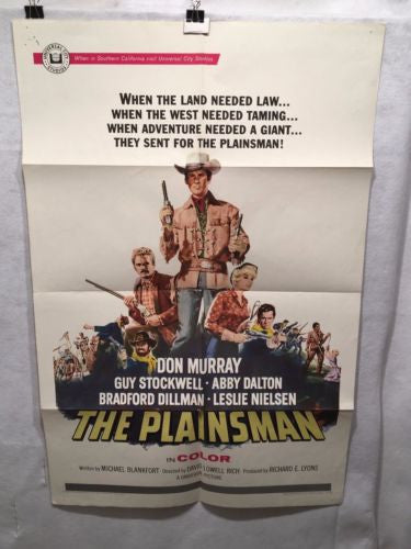 1966 Don Murray "The Plainsman" One Sheet Movie Poster - 27x41   - TvMovieCards.com