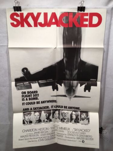 Original 1972 "Skyjacked" 1 Sheet Movie Poster 27"x 41" Charlton Heston   - TvMovieCards.com