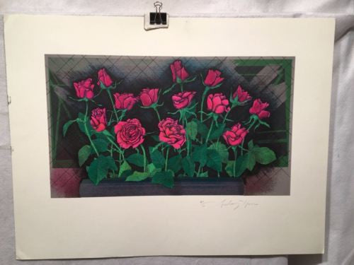 Vintage Sidney Harr? Roses Windowsill Lithograph Signed Numbered 60/101 Print   - TvMovieCards.com