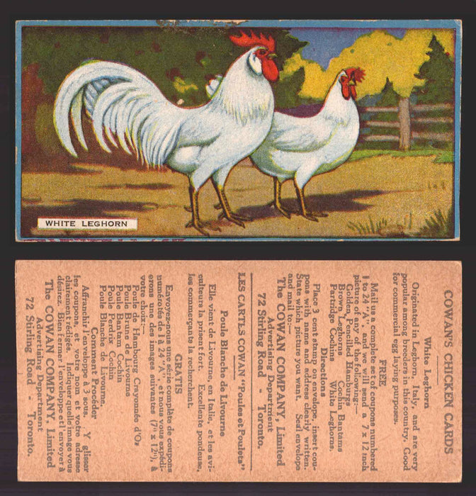 1924 V12 Cowans Chicken Pictures Vintage Trading Cards You Pick Singles #1-24 #24 White Leghorn  - TvMovieCards.com