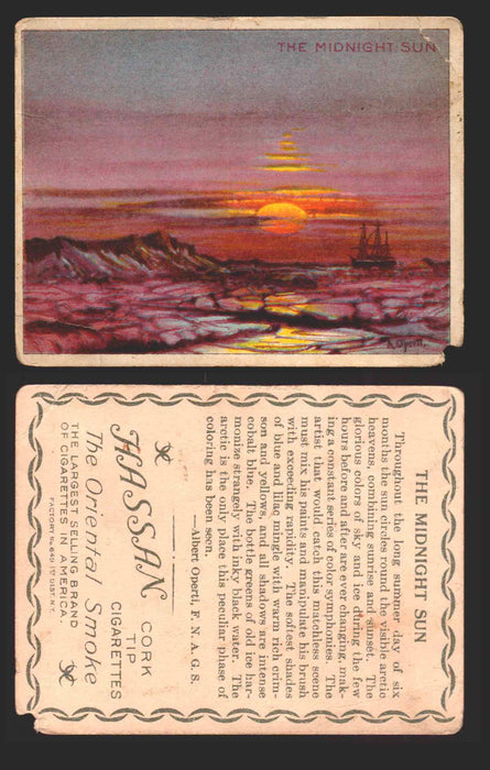 1910 T30 Hassan Tobacco Cigarettes Artic Scenes Vintage Trading Cards Singles #24 The Midnight Sun  - TvMovieCards.com