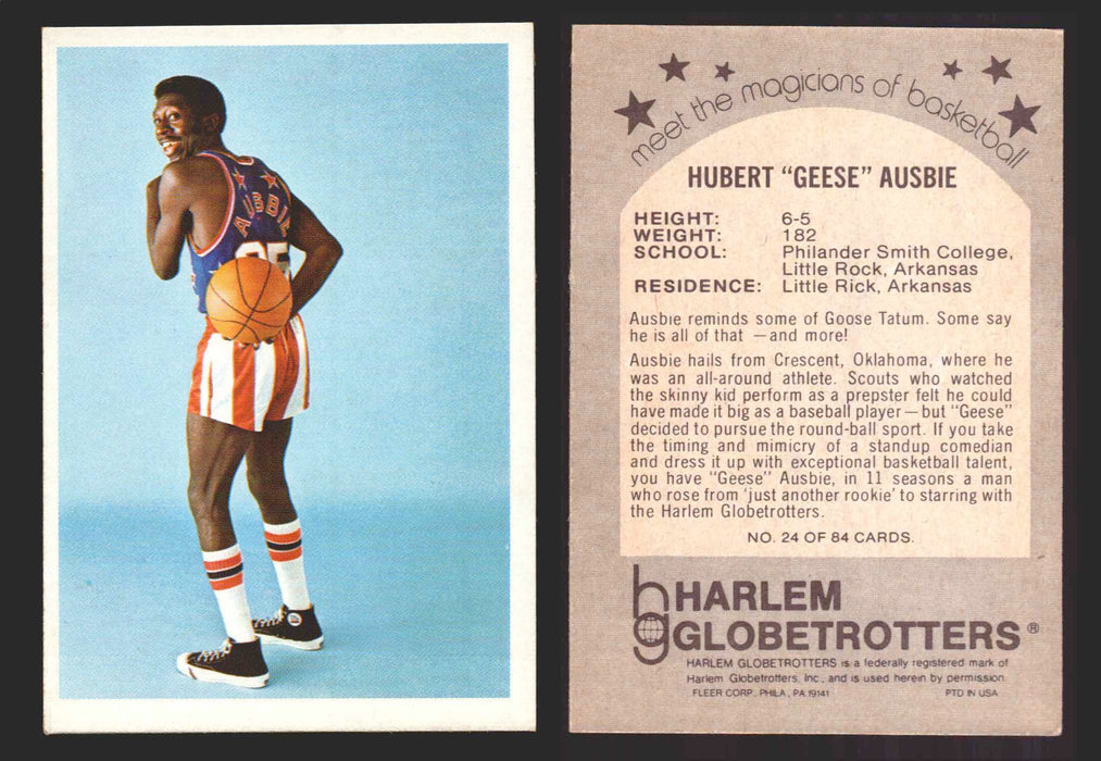 1971 Harlem Globetrotters Fleer Vintage Trading Card You Pick Singles #1-84 24 of 84   Hubert "Geese" Ausbie  - TvMovieCards.com