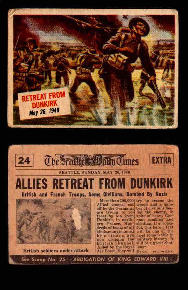 1954 Scoop Newspaper Series 1 Topps Vintage Trading Cards You Pick Singles #1-78 24   Retreat From Dunkirk  - TvMovieCards.com