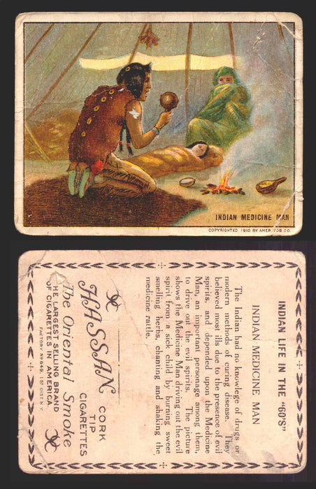 1910 T73 Hassan Cigarettes Indian Life In The 60's Tobacco Trading Cards Singles #24 Indian Medicine Man  - TvMovieCards.com