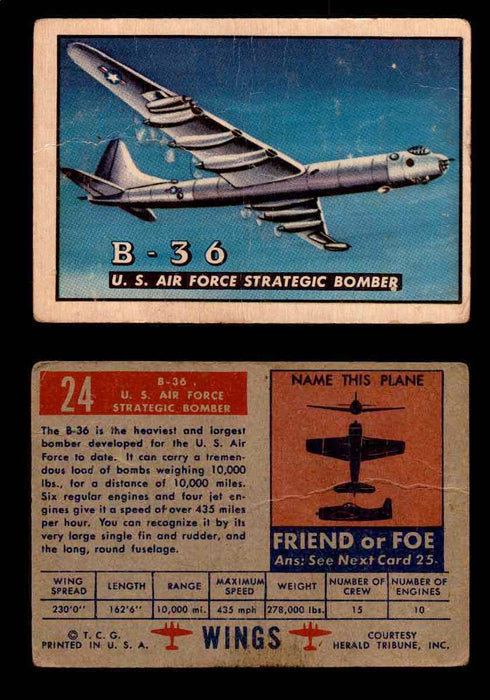 1952 Wings Topps TCG Vintage Trading Cards You Pick Singles #1-100 #24  - TvMovieCards.com