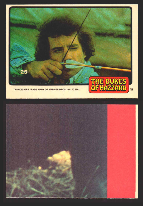 1981 Dukes of Hazzard Sticker Trading Cards You Pick Singles #1-#66 Donruss 25   Luke Duke Shooting Bow & Arrow  - TvMovieCards.com
