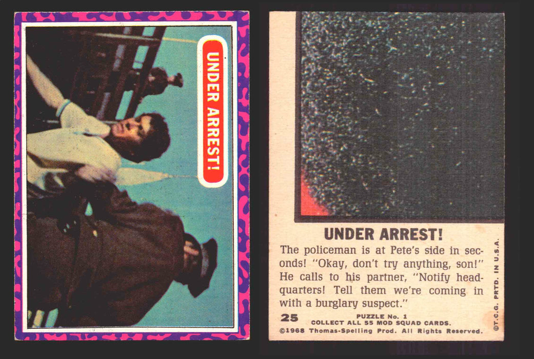 1969 The Mod Squad Vintage Trading Cards You Pick Singles #1-#55 Topps 25   Under Arrest!  - TvMovieCards.com