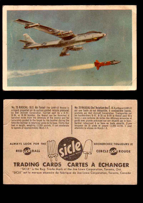 1959 Sicle Aircraft & Missile Canadian Vintage Trading Card U Pick Singles #1-25 #25 Rascal  - TvMovieCards.com
