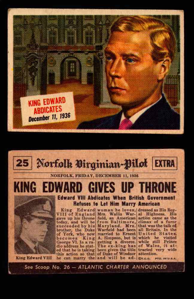 1954 Scoop Newspaper Series 1 Topps Vintage Trading Cards You Pick Singles #1-78 25   King Edward Abdicates  - TvMovieCards.com