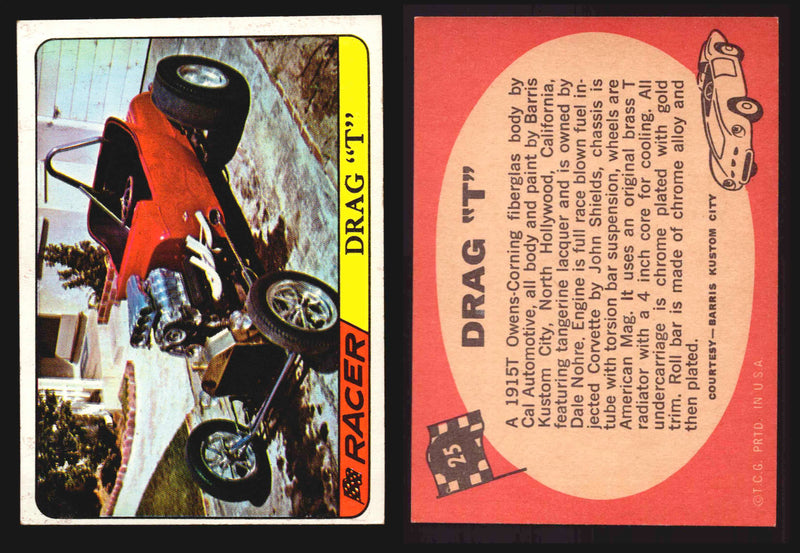 Hot Rods Topps 1968 George Barris Vintage Trading Cards #1-66 You Pick Singles #25 Drag "T"  - TvMovieCards.com