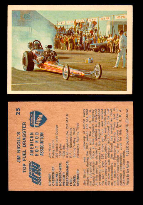 AHRA Official Drag Champs 1971 Fleer Canada Trading Cards You Pick Singles #1-63 25   Jim Nicoll's                                     Top Fuel Dragster  - TvMovieCards.com