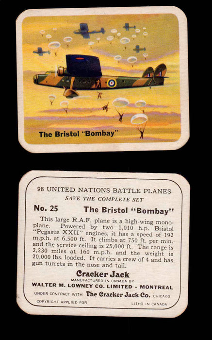 Cracker Jack United Nations Battle Planes Vintage You Pick Single Cards #1-70 #25  - TvMovieCards.com