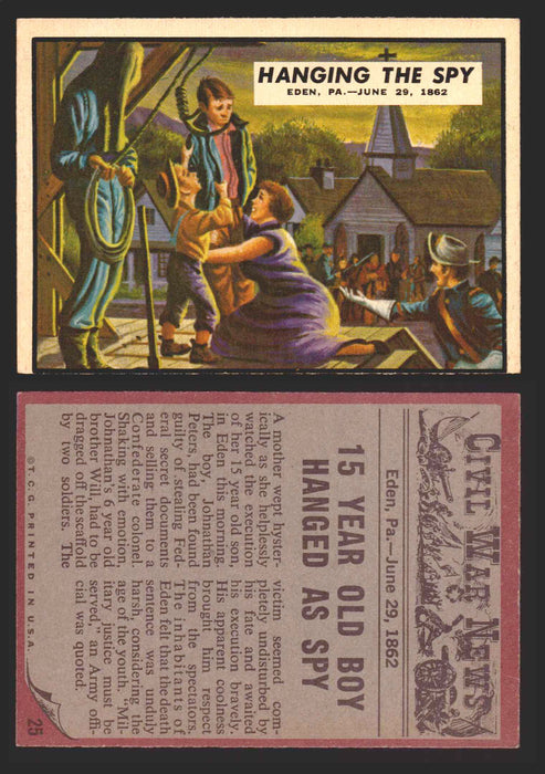 1962 Civil War News Topps TCG Trading Card You Pick Single Cards #1 - 88 25   Hanging the Spy  - TvMovieCards.com