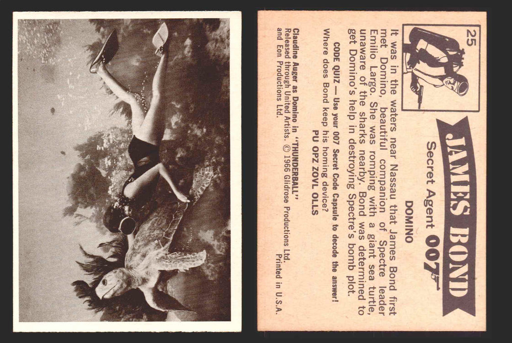 1966 James Bond 007 Thunderball Vintage Trading Cards You Pick Singles #1-66 25   Domino  - TvMovieCards.com