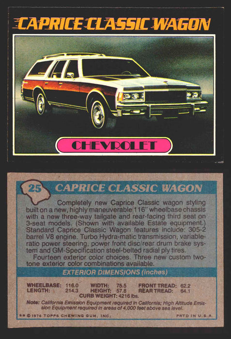 1976 Autos of 1977 Vintage Trading Cards You Pick Singles #1-99 Topps 25   Chevrolet Caprice Classic Wagon  - TvMovieCards.com