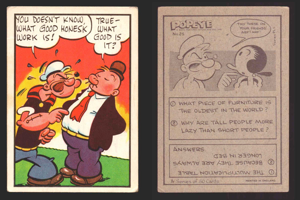 1959 Popeye Chix Confectionery Vintage Trading Card You Pick Singles #1-50 25   You doesn't know    what good honesk work is!  - TvMovieCards.com