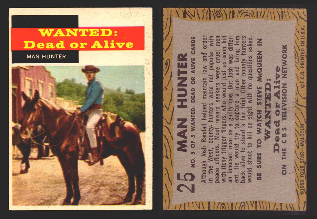 1958 TV Westerns Topps Vintage Trading Cards You Pick Singles #1-71 25   Man Hunter  - TvMovieCards.com
