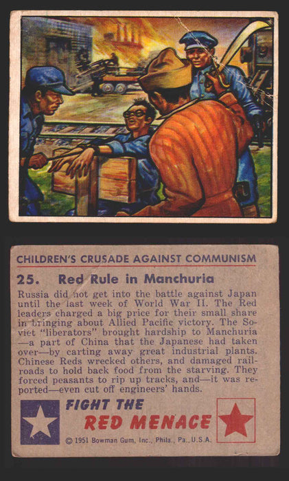 1951 Red Menace Vintage Trading Cards #1-48 You Pick Singles Bowman Gum 25   Red Rule in Manchuria  - TvMovieCards.com