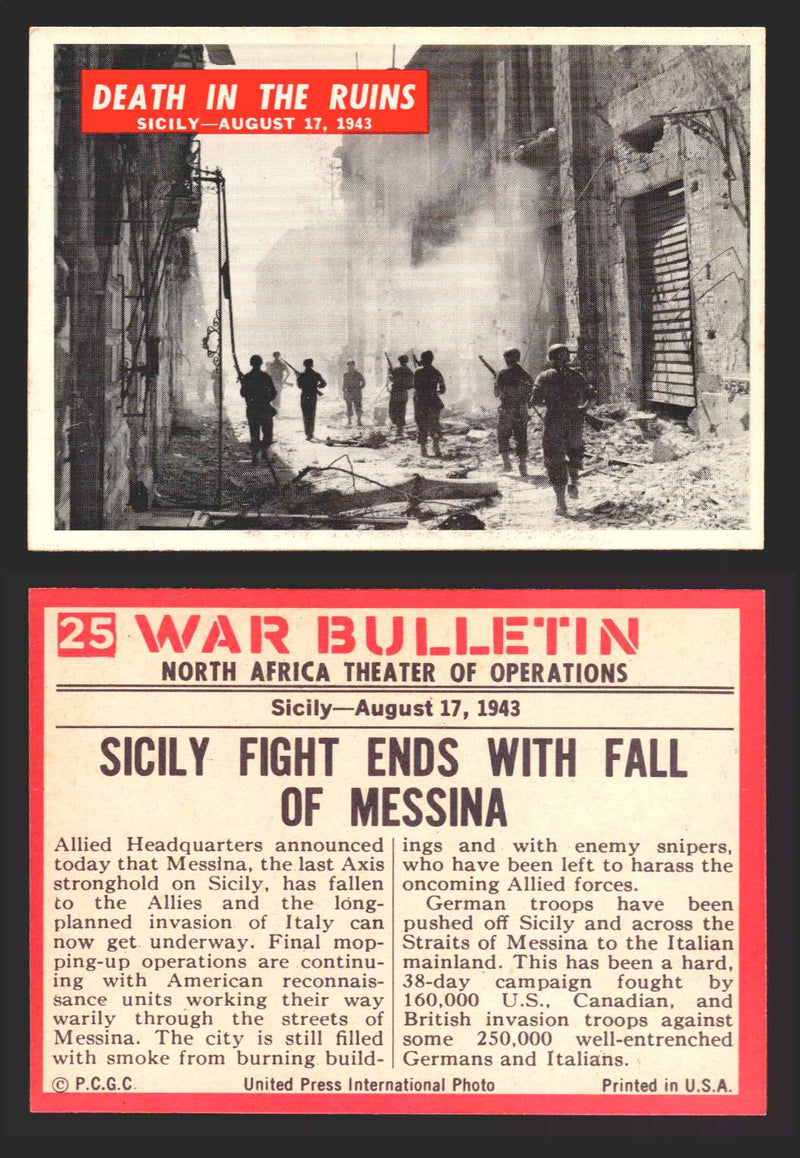 1965 War Bulletin Philadelphia Gum Vintage Trading Cards You Pick Singles #1-88 25   Death In The Ruins  - TvMovieCards.com