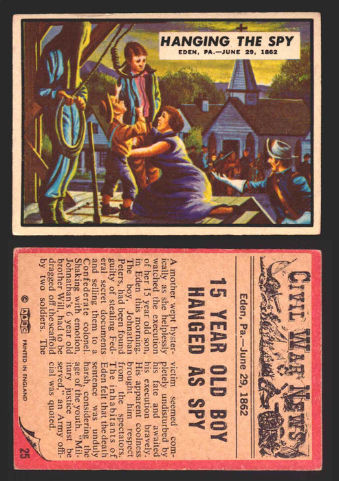 Civil War News Vintage Trading Cards A&BC Gum You Pick Singles #1-88 1965 25   Hanging the Spy  - TvMovieCards.com