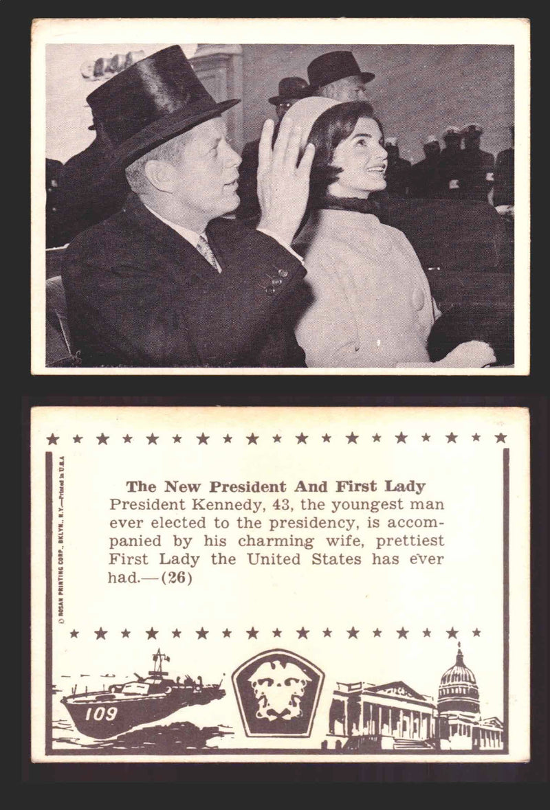 1963 John F. Kennedy JFK Rosan Trading Card You Pick Singles #1-66 26   The New President And First Lady  - TvMovieCards.com