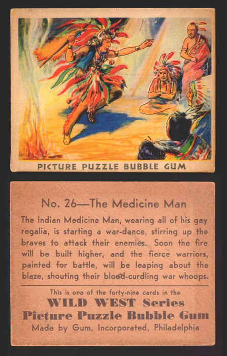 Wild West Series Vintage Trading Card You Pick Singles #1-#49 Gum Inc. 1933 26   The Medicine Man  - TvMovieCards.com