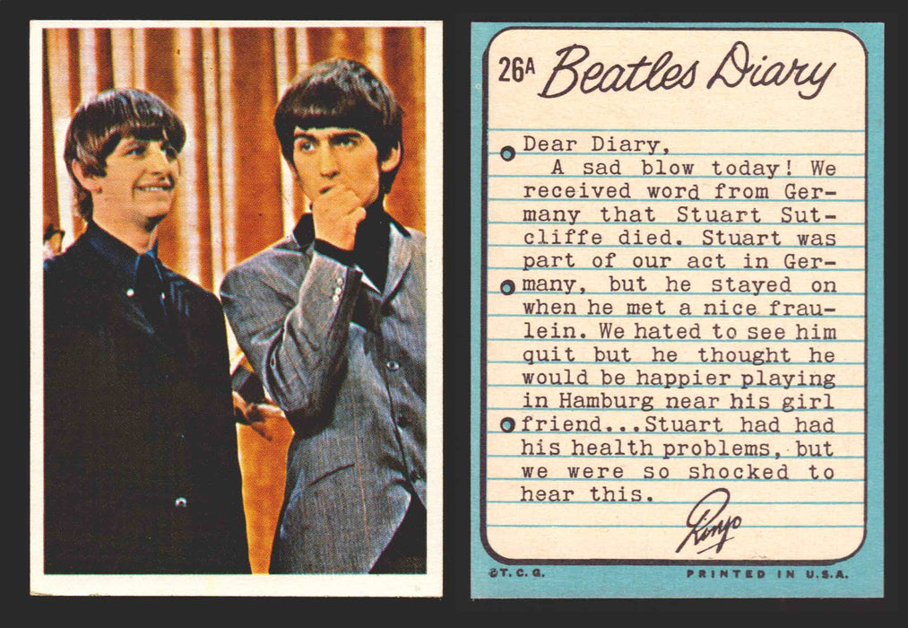 Beatles Diary Topps 1964 Vintage Trading Cards You Pick Singles #1A-#60A #	26	A  - TvMovieCards.com