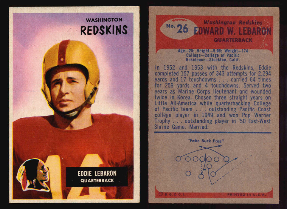 1955 Bowman Football Trading Card You Pick Singles #1-#160 VG/EX #26 Eddie LeBaron  - TvMovieCards.com