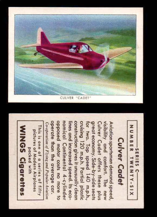 1942 Modern American Airplanes Series C Vintage Trading Cards Pick Singles #1-50 26	 	Culver "Cadet"  - TvMovieCards.com