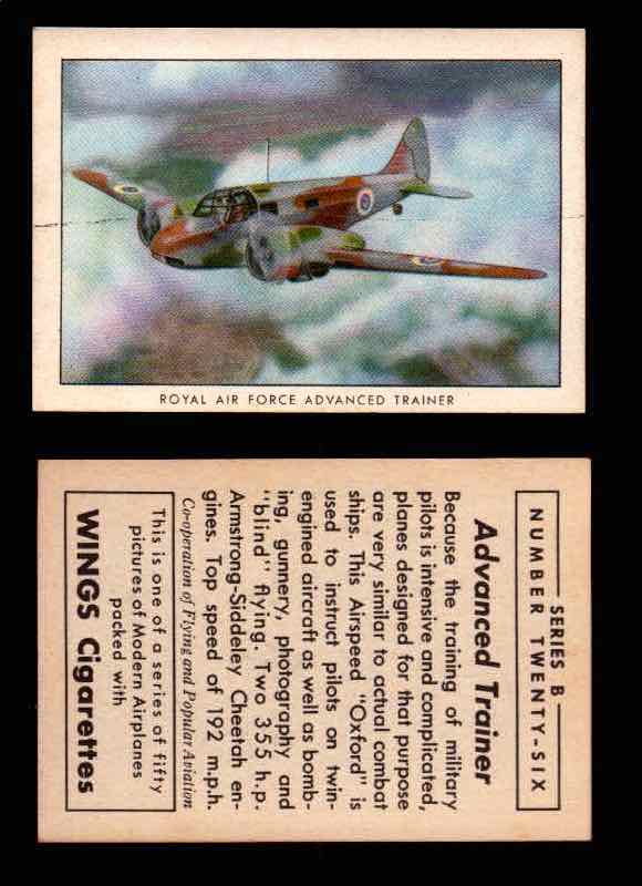 1941 Modern American Airplanes Series B Vintage Trading Cards Pick Singles #1-50 26	 	Royal Air Force Advanced Trainer  - TvMovieCards.com