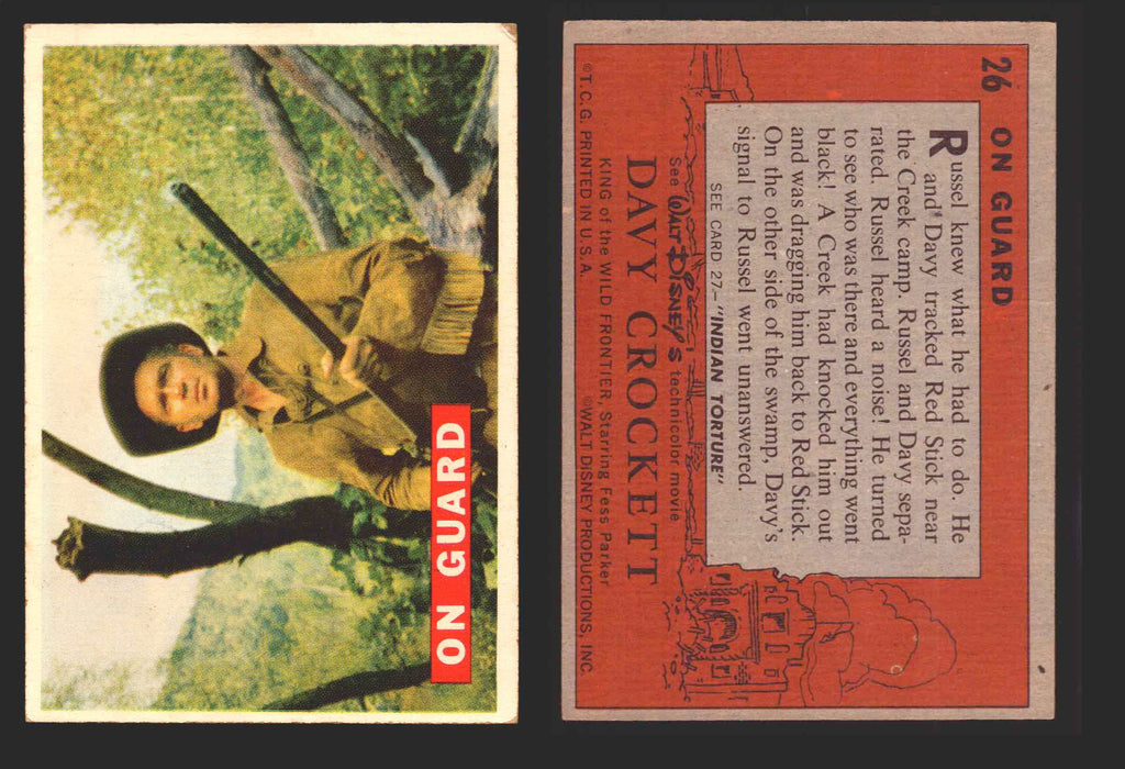 Davy Crockett Series 1 1956 Walt Disney Topps Vintage Trading Cards You Pick Sin 26   On Guard  - TvMovieCards.com