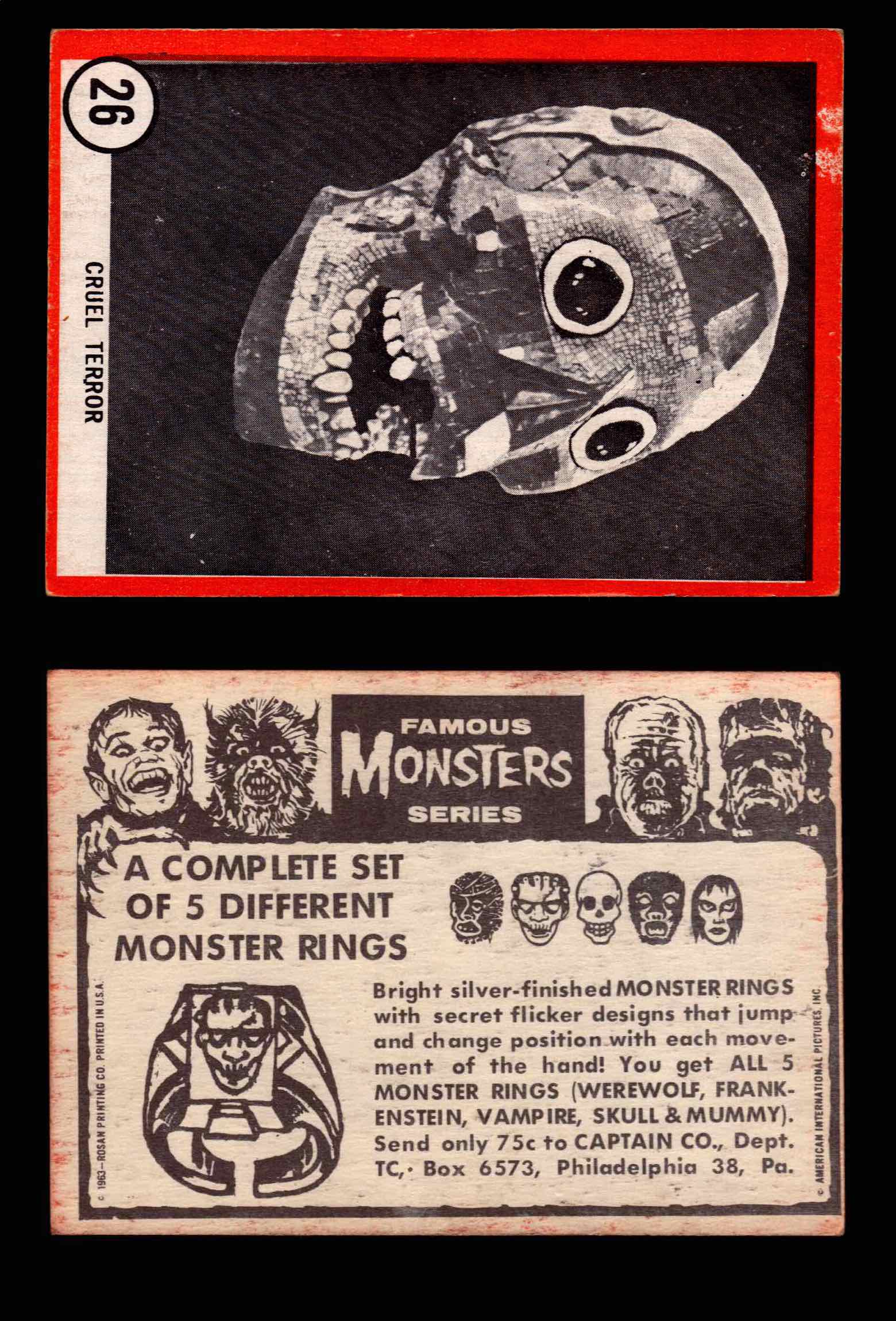 Famous Monsters 1963 Vintage Trading Cards You Pick Singles #1-64