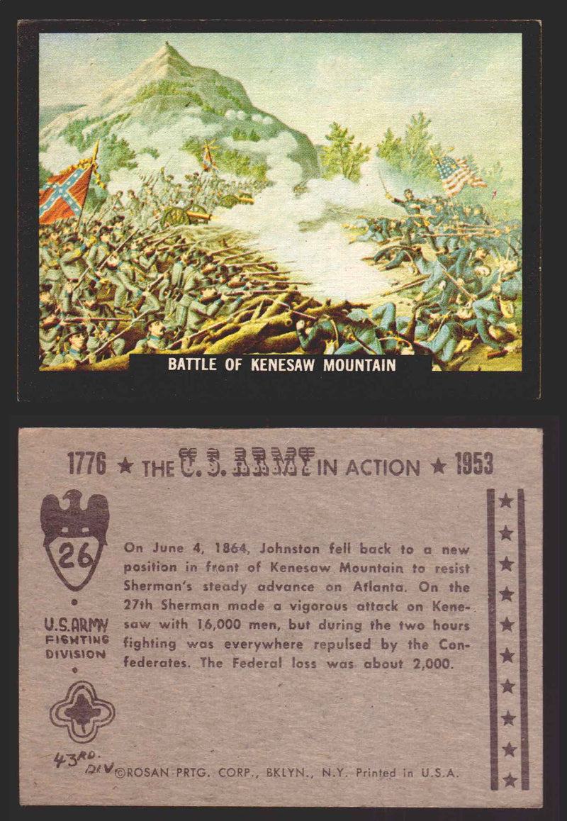 1961 The U.S. Army in Action 1776-1953 Trading Cards You Pick Singles #1-64 26   Battle of Kenesaw Mountain  - TvMovieCards.com