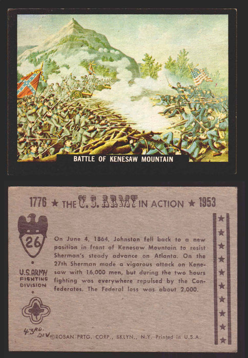 1961 The U.S. Army in Action 1776-1953 Trading Cards You Pick Singles #1-64 26   Battle of Kenesaw Mountain  - TvMovieCards.com